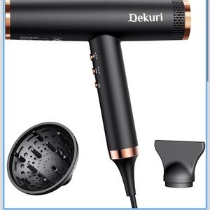 Dekuri Black Hair Dryer with Attachments NEW IN BOX, free shipping